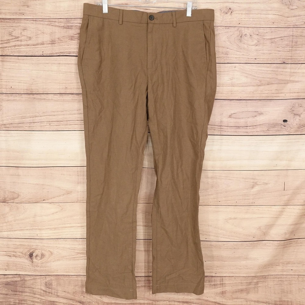 Banana Republic Pants Mens 34x30 Brown Cotton Chino Flat Front Casual Aiden Fit
